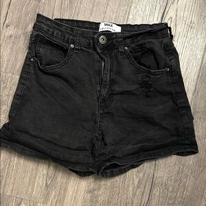 Wax Jean Black Denim Shorts